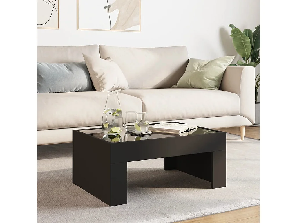 Table basse avec LED infini noir 70x50x30 cm