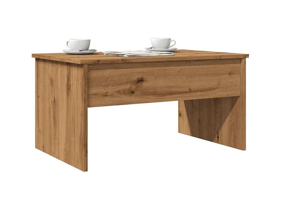 Table basse chêne artisanal 80x50,5x41,5 cm bois d'ingénierie