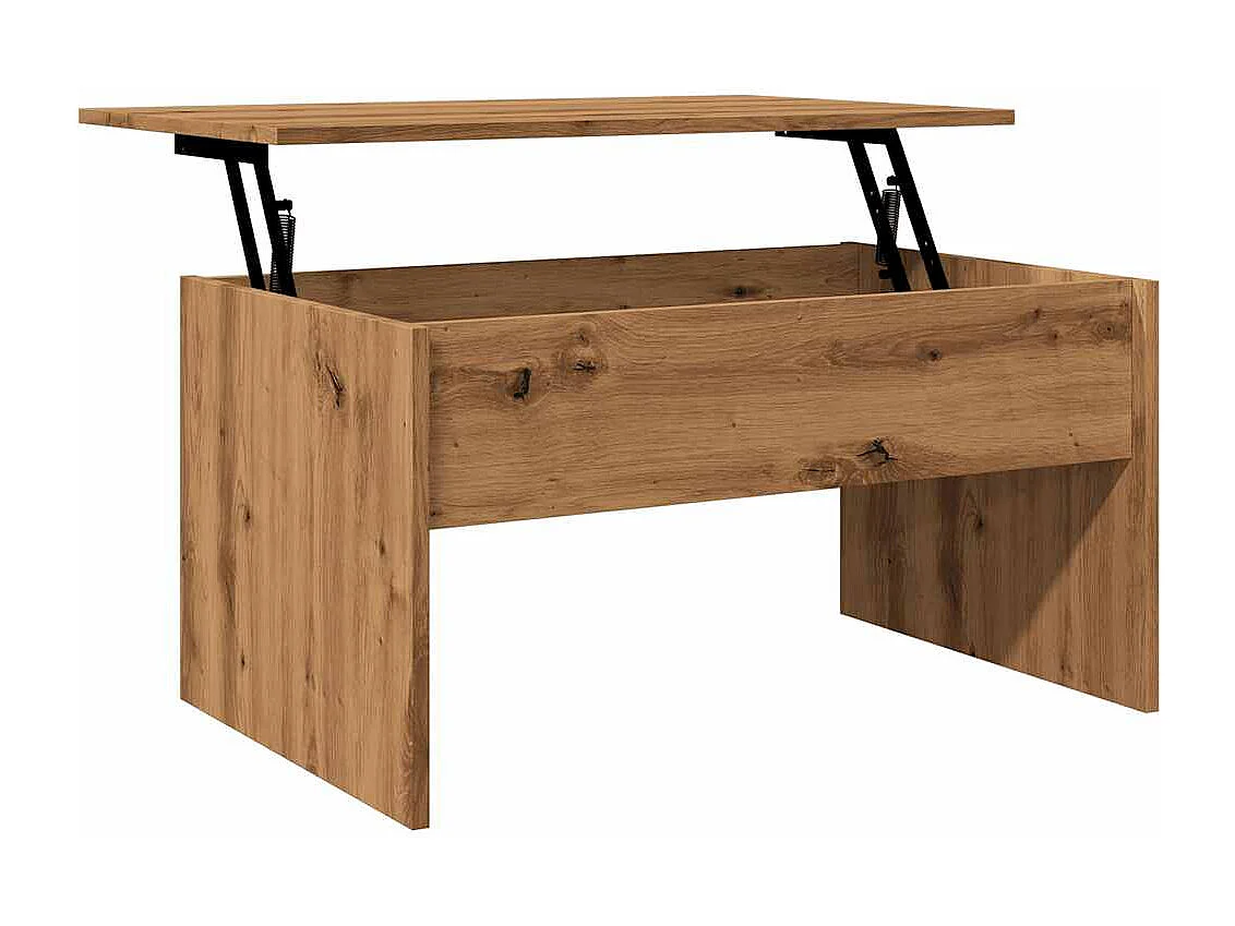 Table basse chêne artisanal 80x50,5x41,5 cm bois d'ingénierie