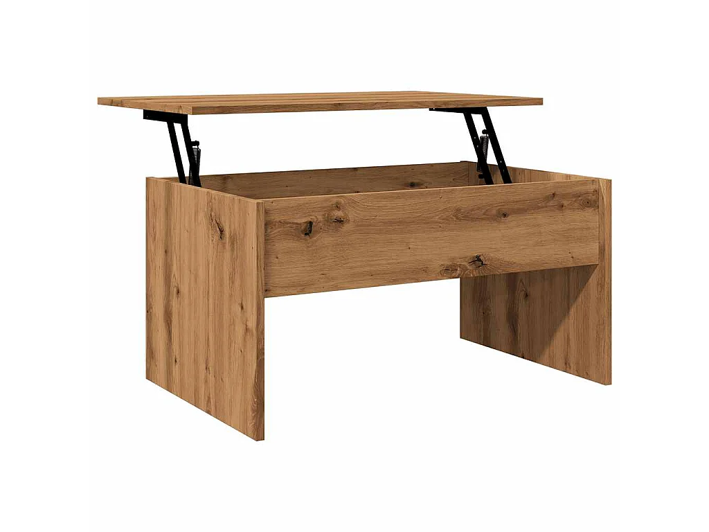 Table basse chêne artisanal 80x50,5x41,5 cm bois d'ingénierie