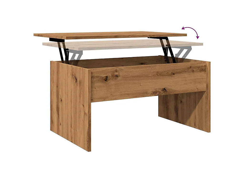 Table basse chêne artisanal 80x50,5x41,5 cm bois d'ingénierie