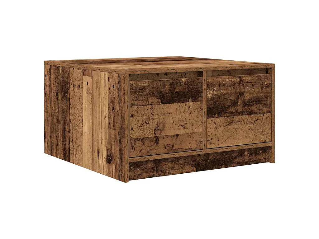 Table basse avec tiroirs vieux bois 70,5x70x40 cm