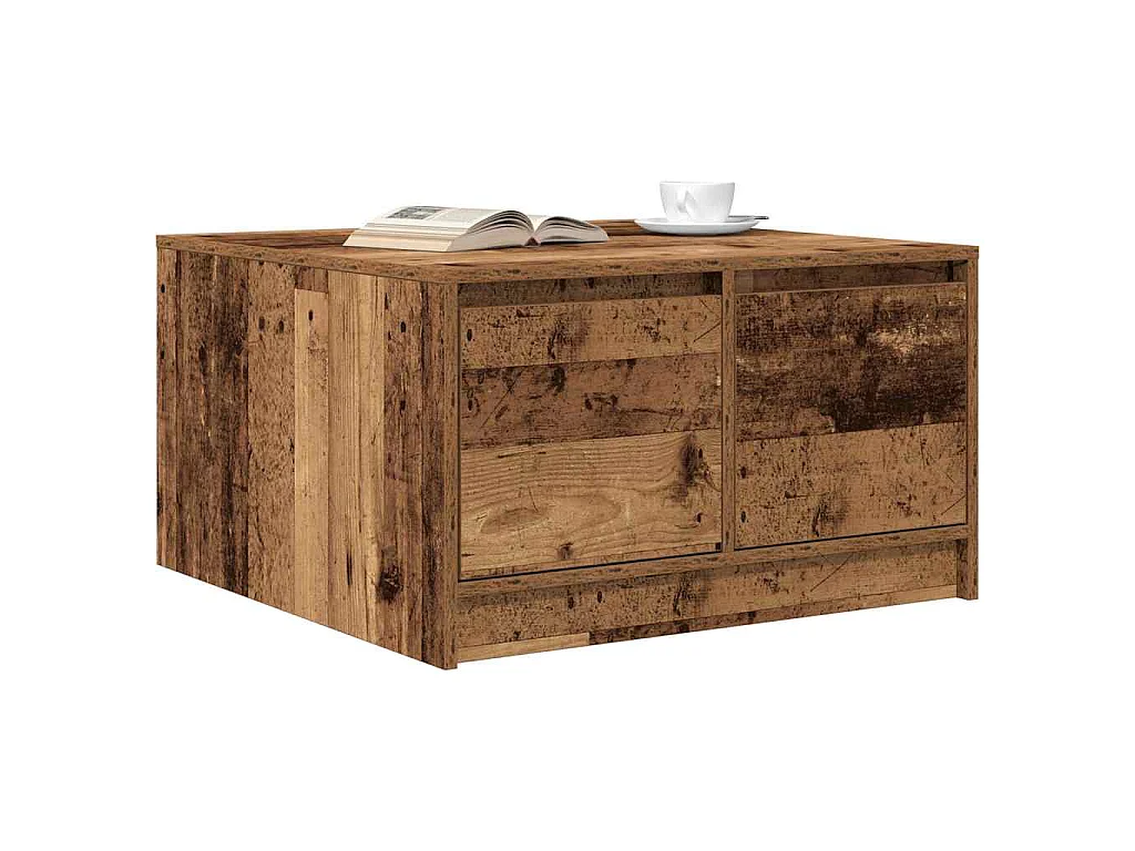 Table basse avec tiroirs vieux bois 70,5x70x40 cm