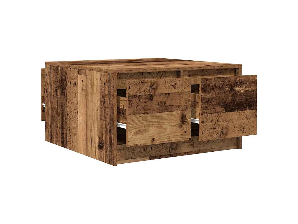 Table basse avec tiroirs vieux bois 70,5x70x40 cm