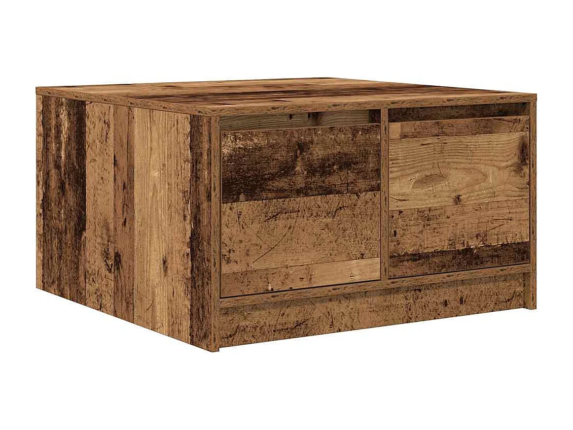 Table basse avec tiroirs vieux bois 70,5x70x40 cm