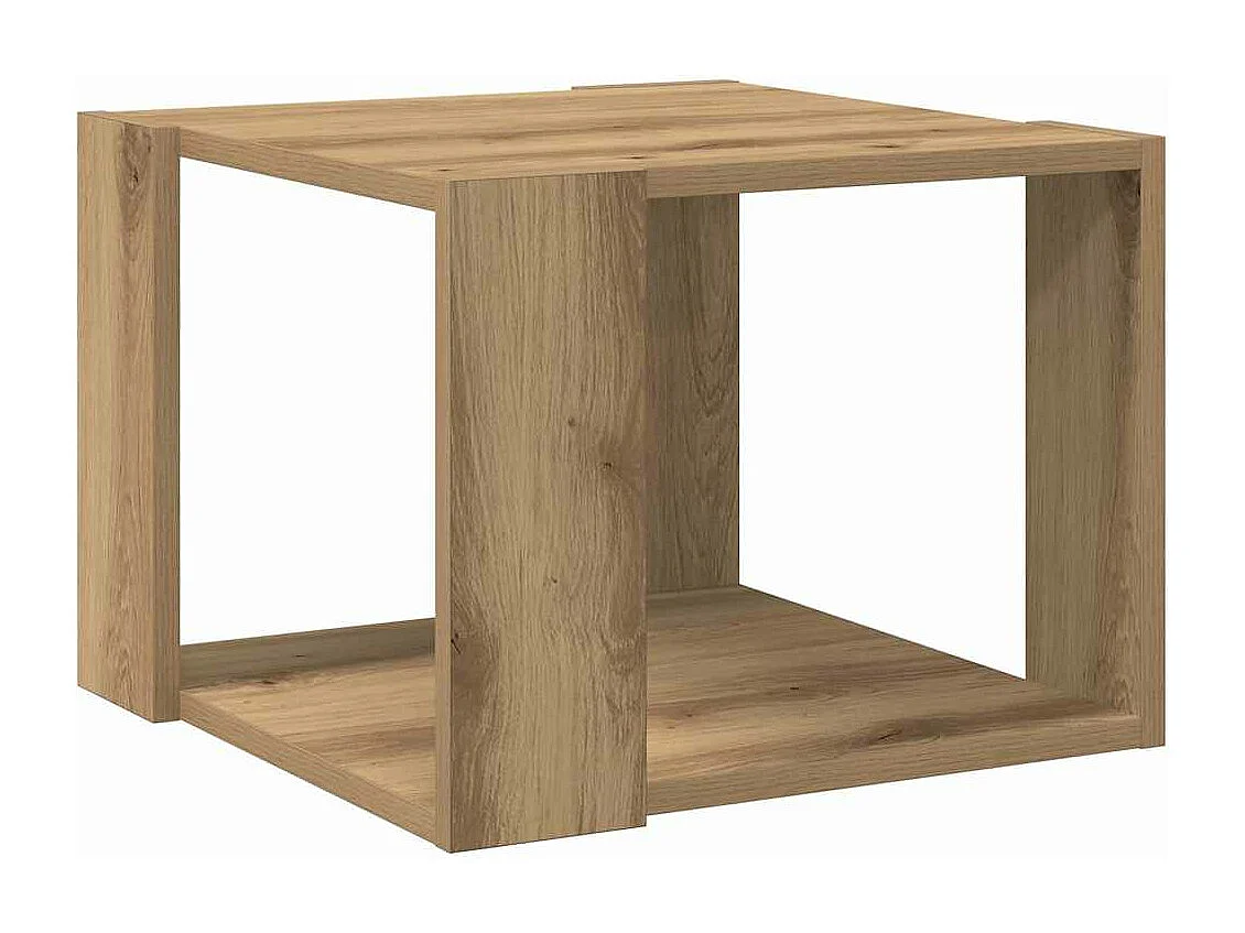 Table basse chêne artisanal 40x40x30 cm bois d'ingénierie