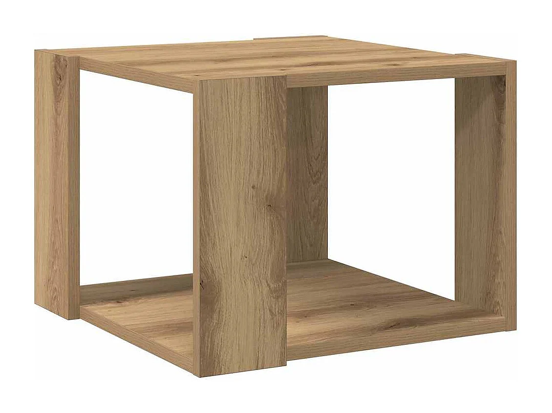 Salontafel 40x40x30 cm bewerkt hout artisanaal eikenkleur