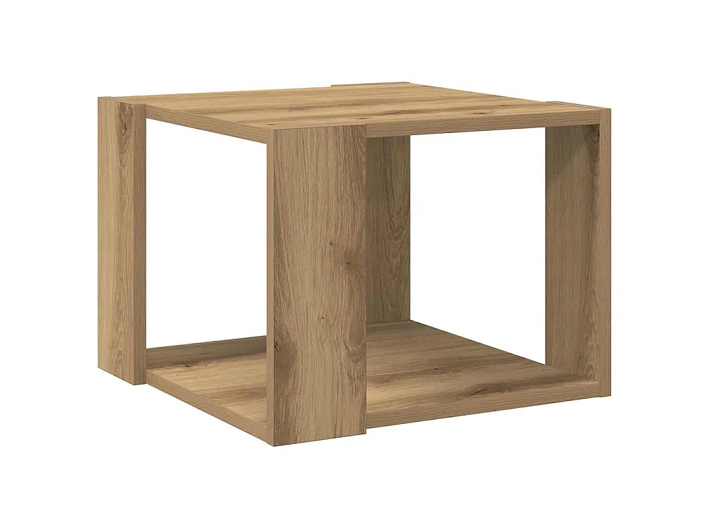 Table basse chêne artisanal 40x40x30 cm bois d'ingénierie