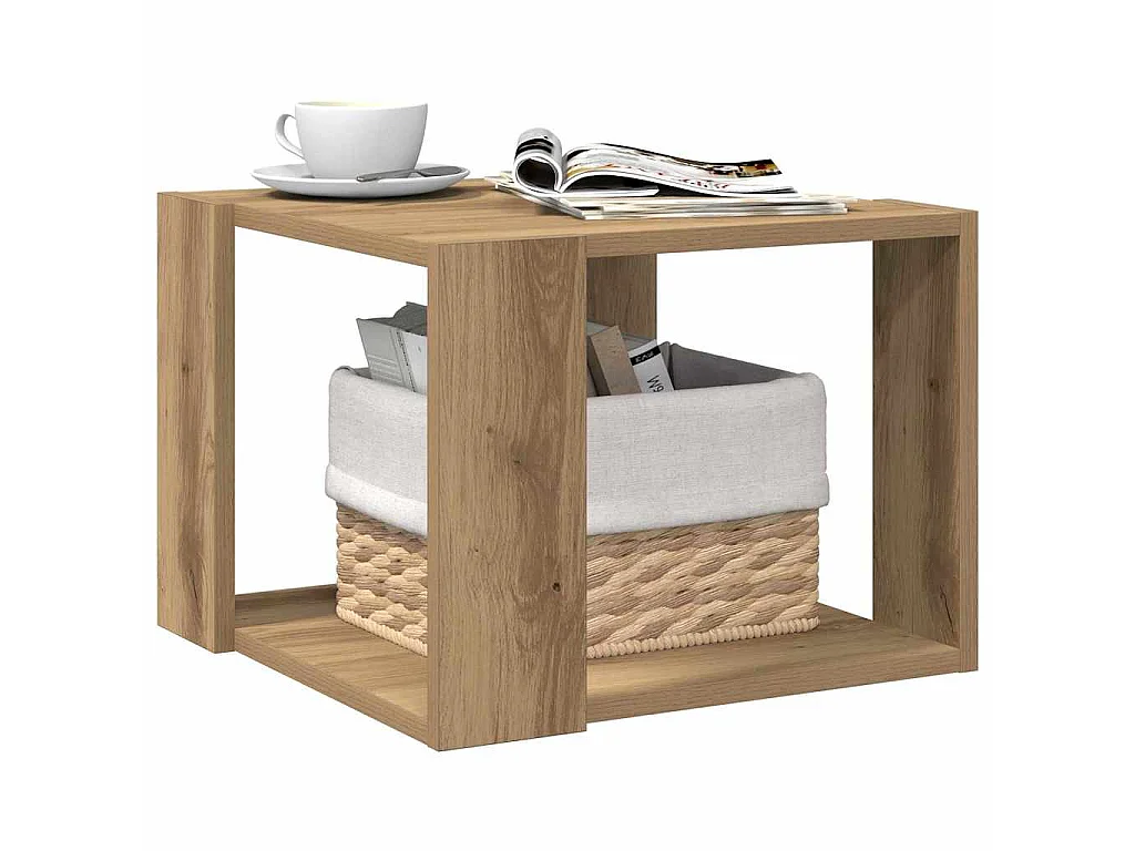 Table basse chêne artisanal 40x40x30 cm bois d'ingénierie