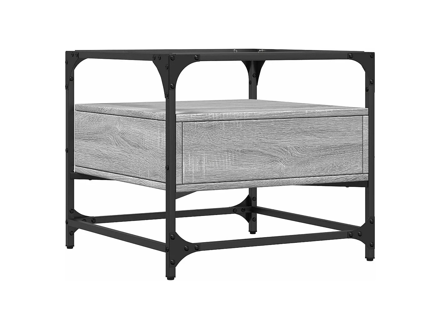 Table basse avec dessus en verre sonoma gris 50x50x45 acier