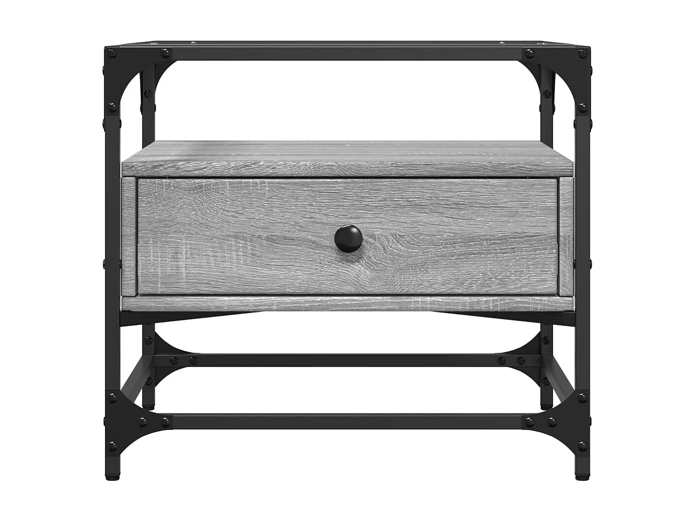 Table basse avec dessus en verre sonoma gris 50x50x45 acier