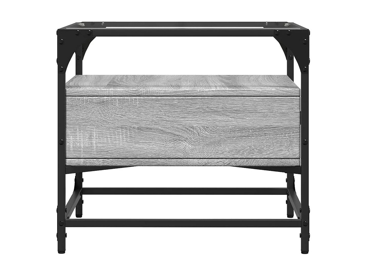 Table basse avec dessus en verre sonoma gris 50x50x45 acier