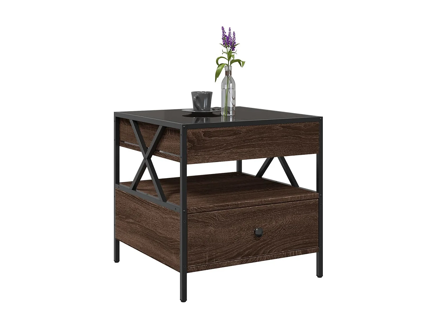 Table basse avec LED Infinity chêne marron 50x50x51 cm