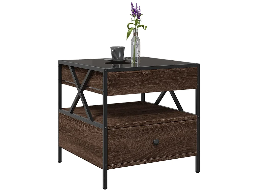 Couchtisch mit Infinity-LED Braun Eichen-Optik 50x50x51 cm
