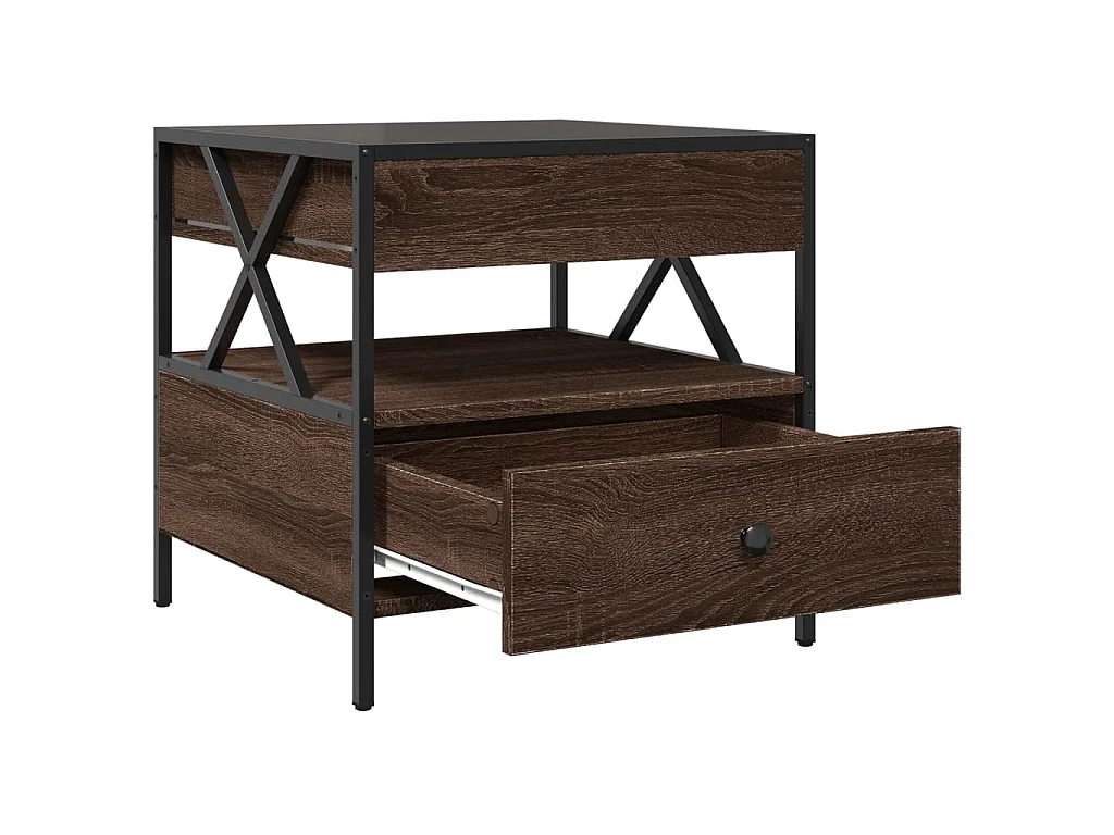 Couchtisch mit Infinity-LED Braun Eichen-Optik 50x50x51 cm