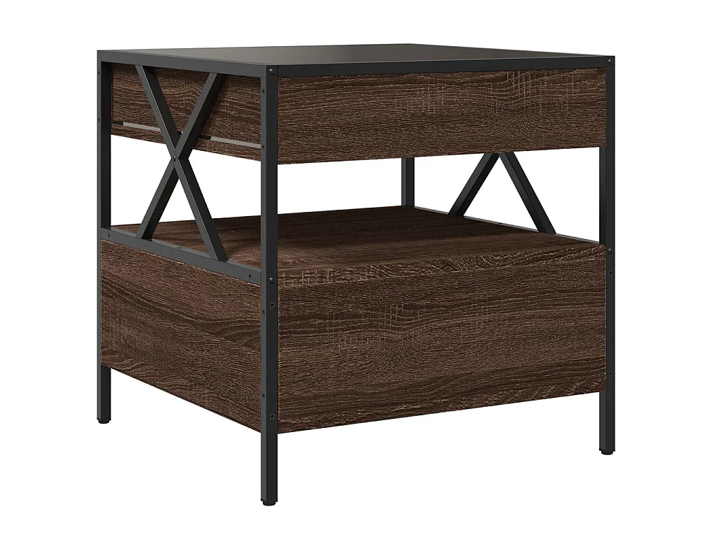 Couchtisch mit Infinity-LED Braun Eichen-Optik 50x50x51 cm
