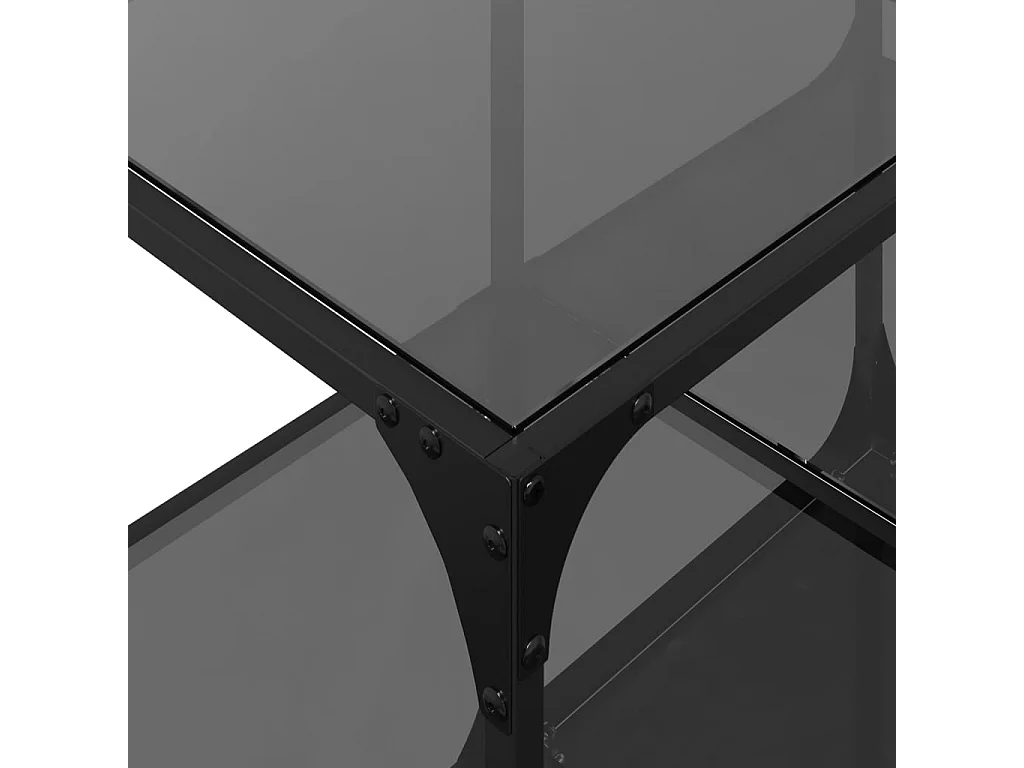 Table basse avec dessus en verre noir 78,5x40x40 cm acier