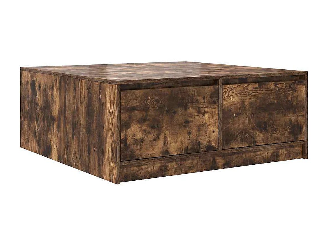 Table basse avec tiroirs chêne fumé 100x100x40 cm