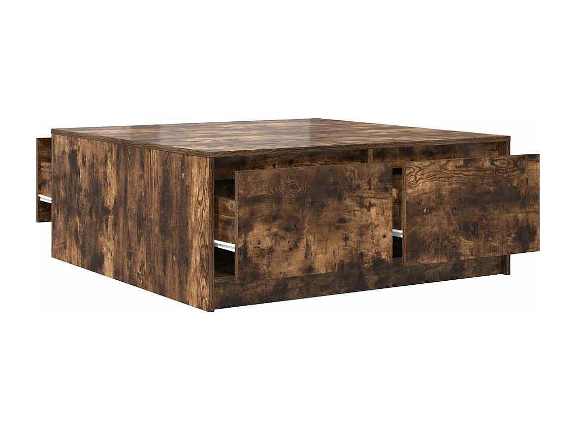 Table basse avec tiroirs chêne fumé 100x100x40 cm