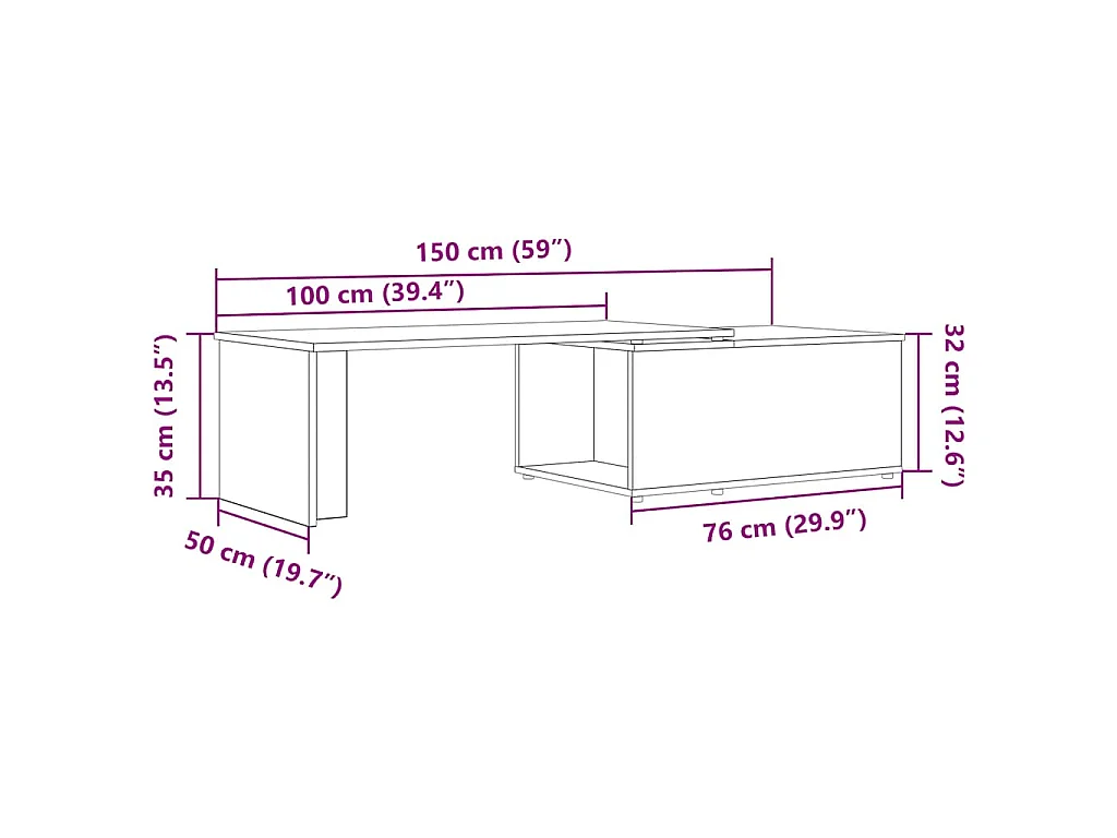 Tavolino da Salotto Legno Vecchio 150x50x35 cm Truciolato