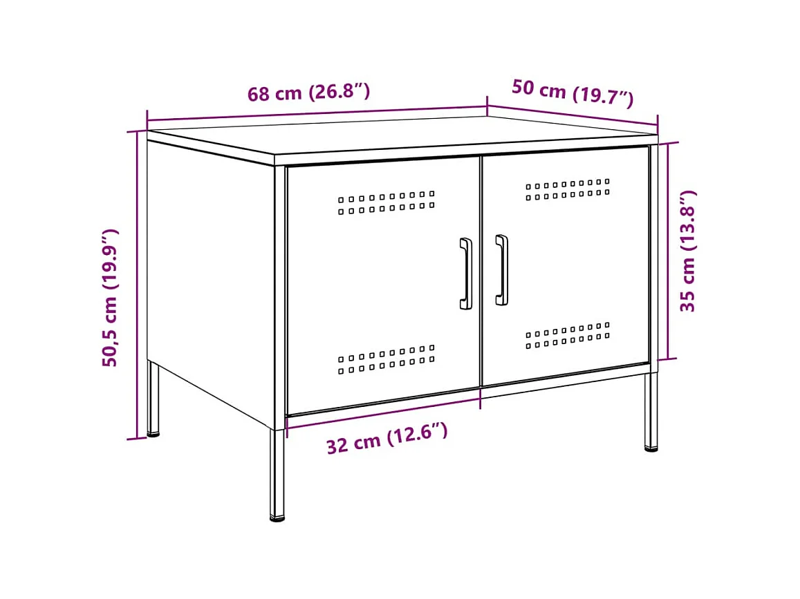 Salontafel 68x50x50,5 cm staal olijfgroen