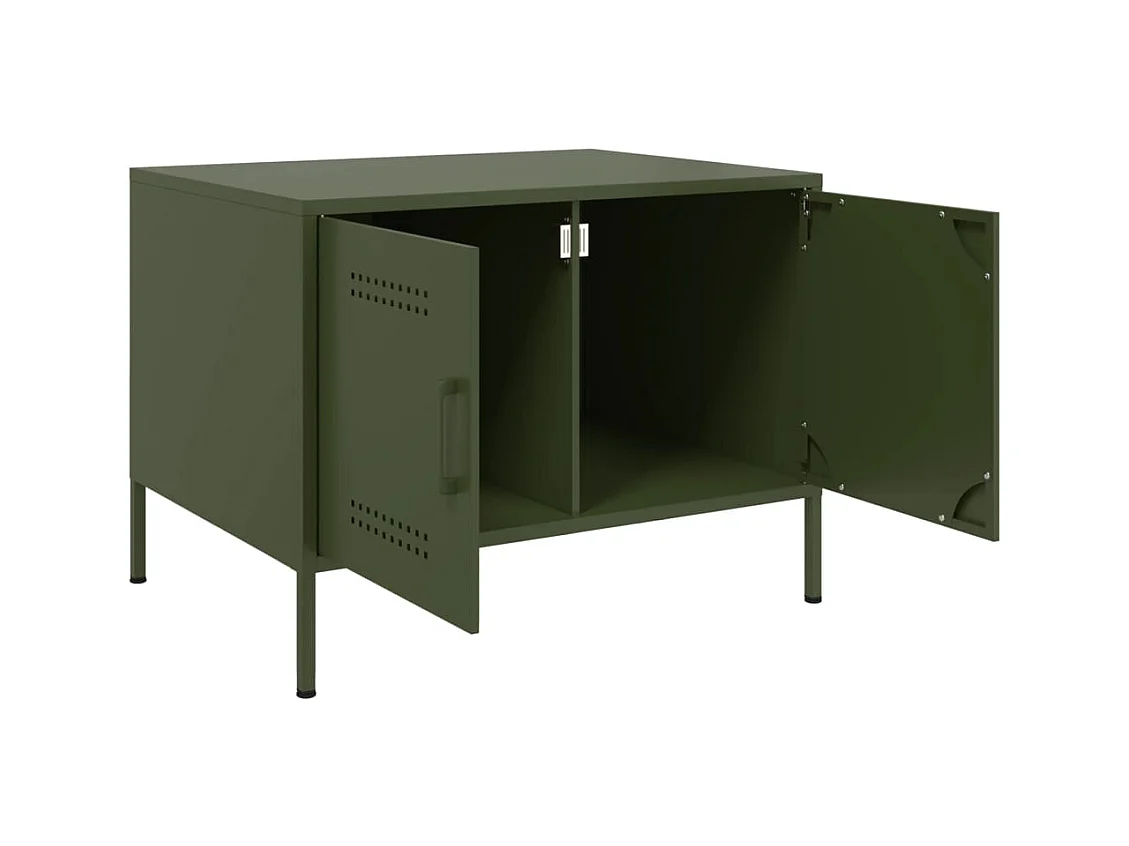 Salontafel 68x50x50,5 cm staal olijfgroen