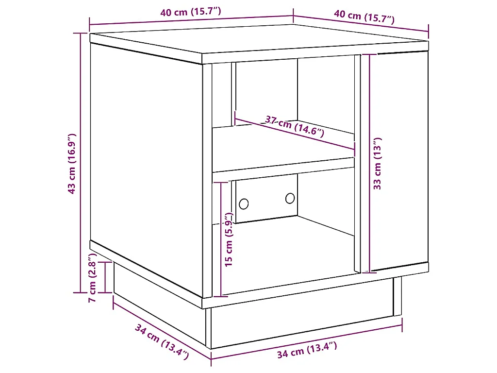 Table basse chêne artisanal 40x40x43 cm bois d'ingénierie