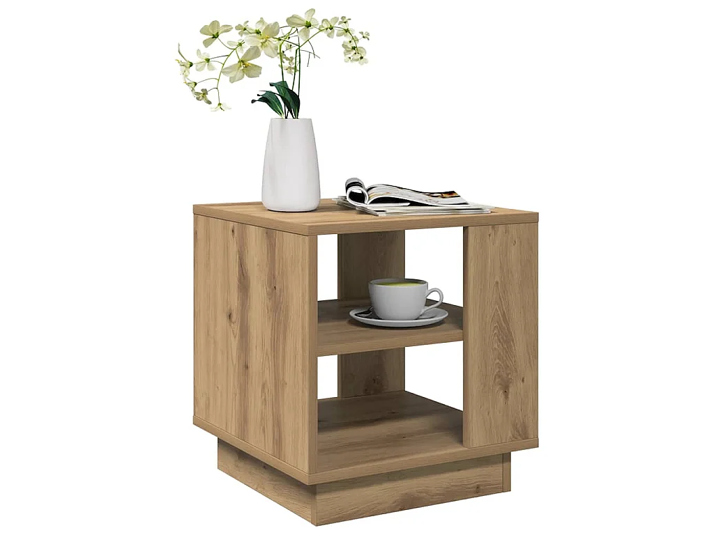 Table basse chêne artisanal 40x40x43 cm bois d'ingénierie