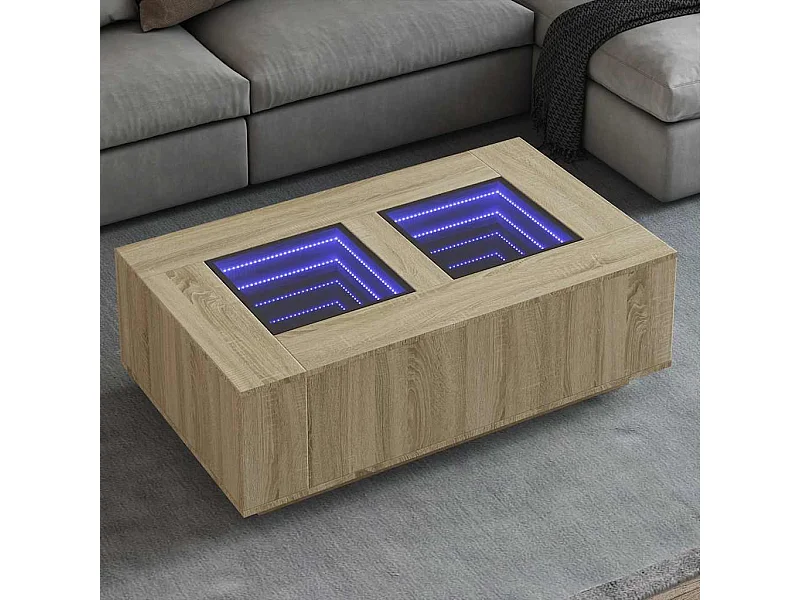 Table basse avec LED infini chêne sonoma 116x69x40 cm