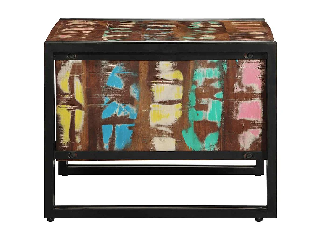 Table basse multicolore 70x50x38 cm bois de récupération massif