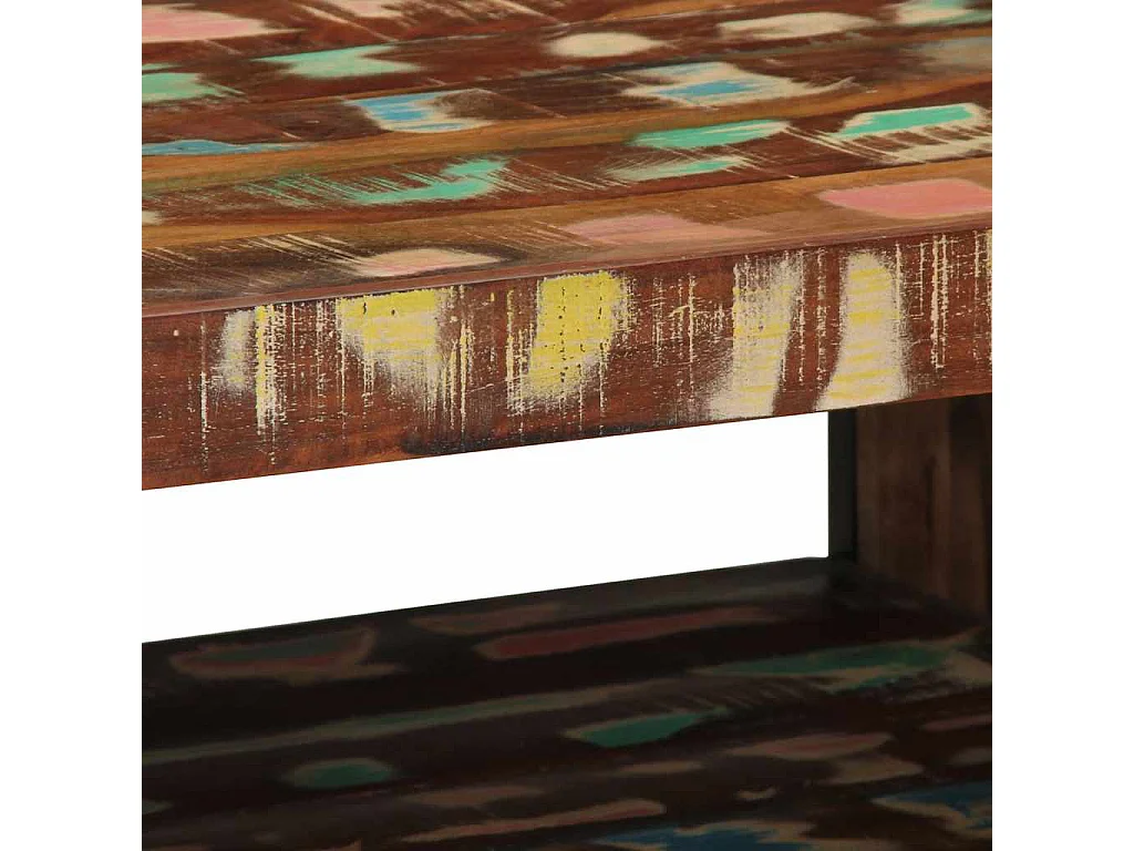 Table basse multicolore 70x50x38 cm bois de récupération massif