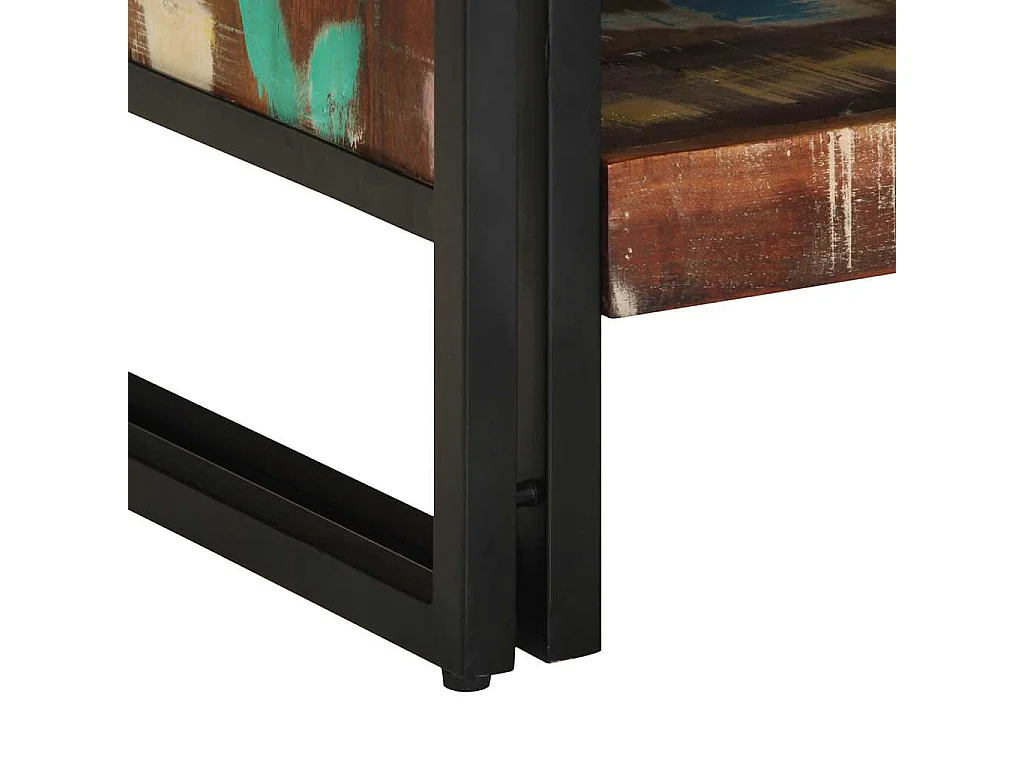 Table basse multicolore 70x50x38 cm bois de récupération massif