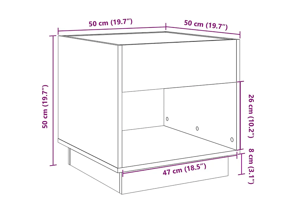 Table basse avec LED Infinity chêne fumé 50x50x50 cm