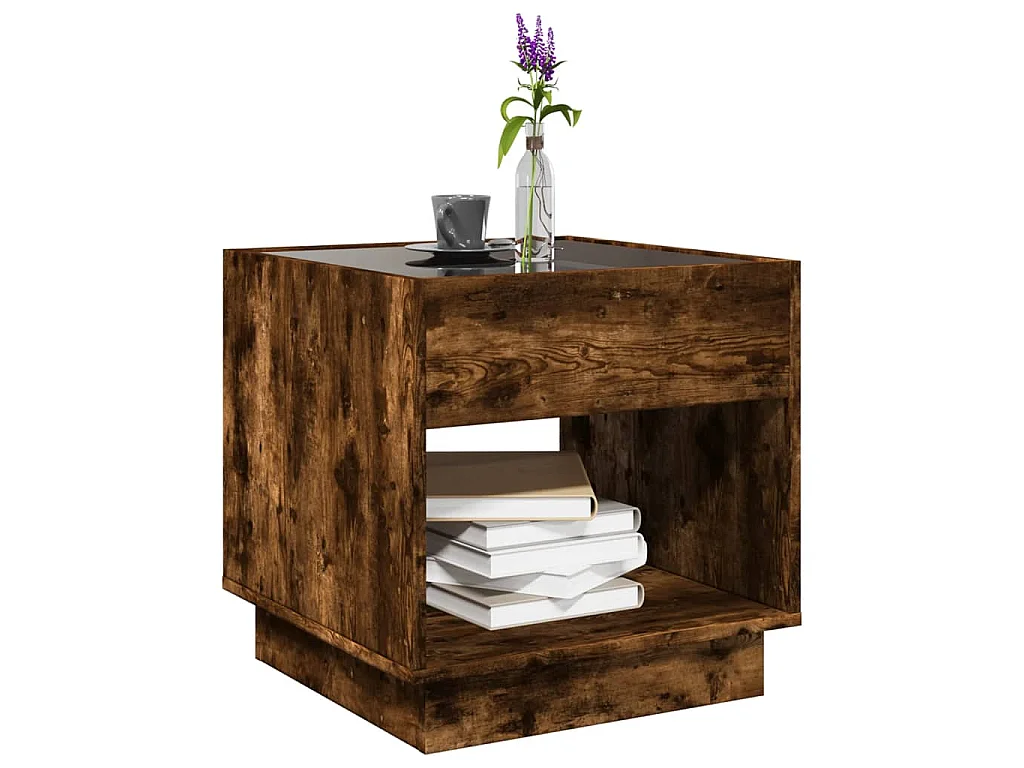 Table basse avec LED Infinity chêne fumé 50x50x50 cm