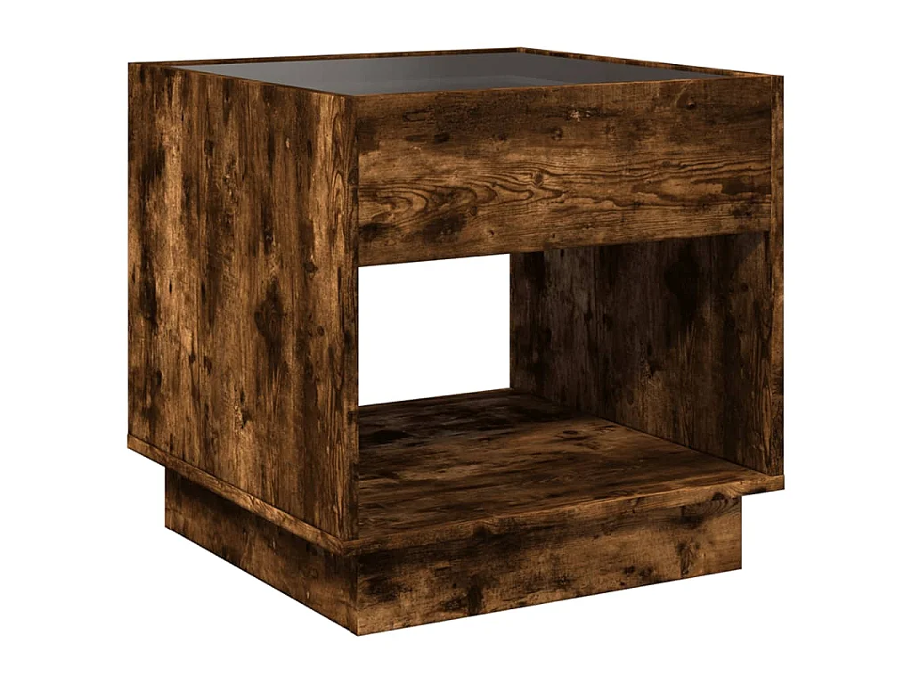 Table basse avec LED Infinity chêne fumé 50x50x50 cm