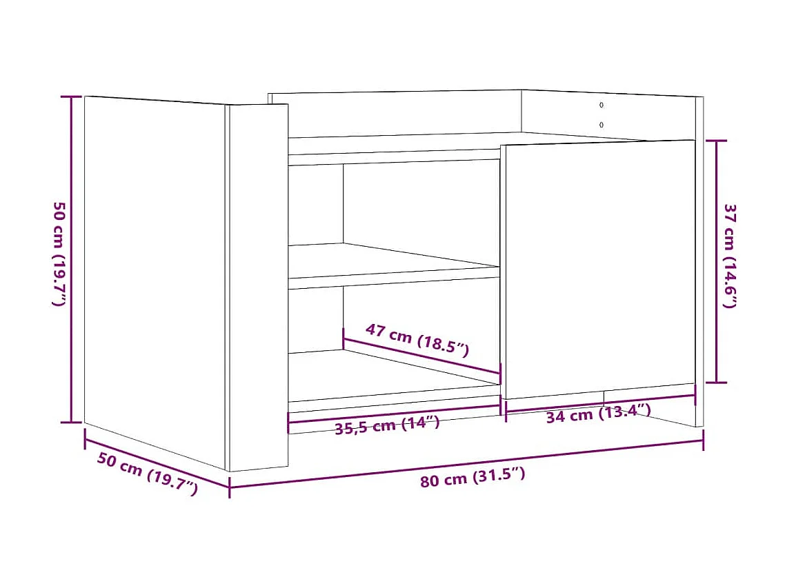 Table basse blanc 80x50x50 cm bois d'ingénierie