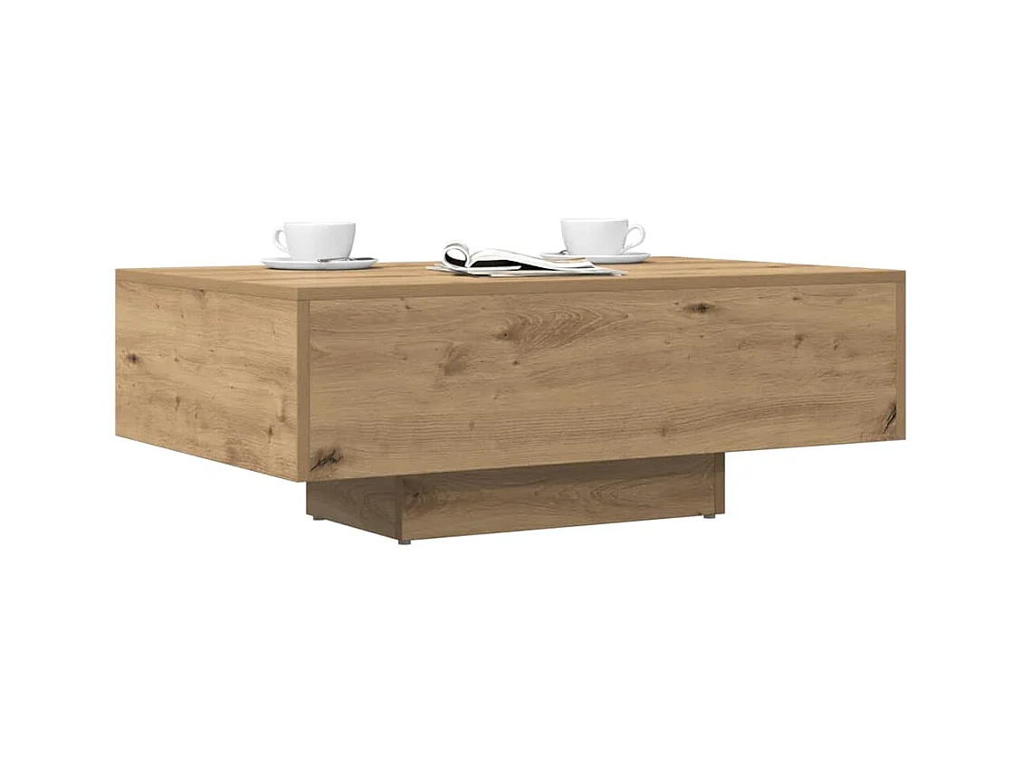 Table basse chêne artisanal 85x55x31 cm bois d'ingénierie