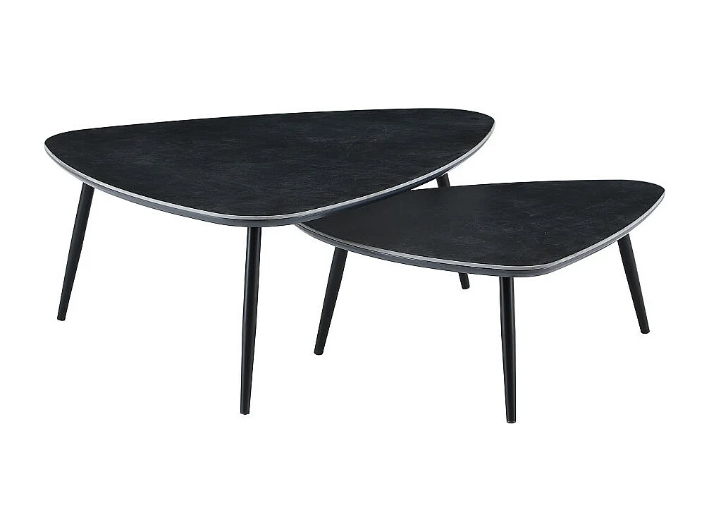 Mesa de centro de 35x97x79 cm con sobre de cerámica en negro y estructura metálica Island