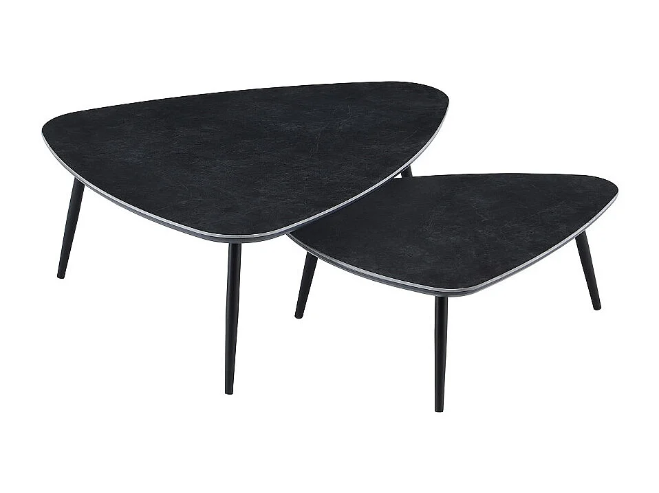 Mesa de centro de 35x97x79 cm con sobre de cerámica en negro y estructura metálica Island