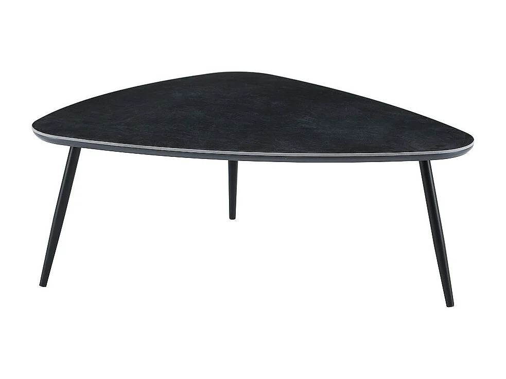 Mesa de centro de 35x97x79 cm con sobre de cerámica en negro y estructura metálica Island