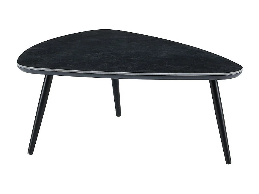 Mesa de centro de 35x97x79 cm con sobre de cerámica en negro y estructura metálica Island