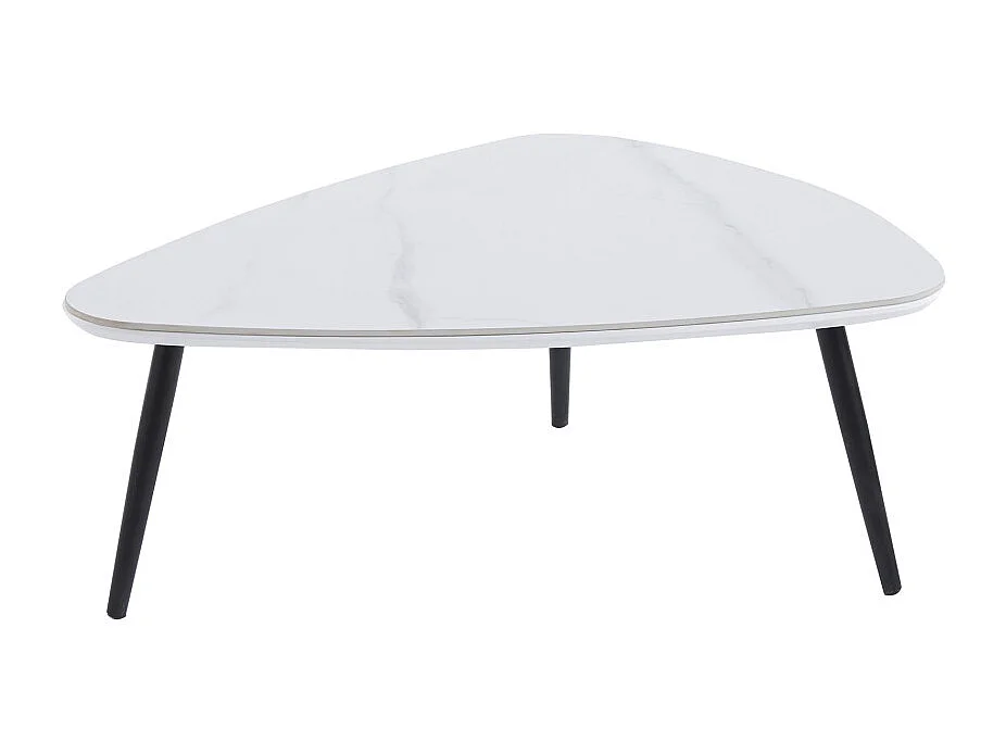 Mesa de centro de 35x97x79 cm con sobre de cerámica en blanco y estructura metálica Island