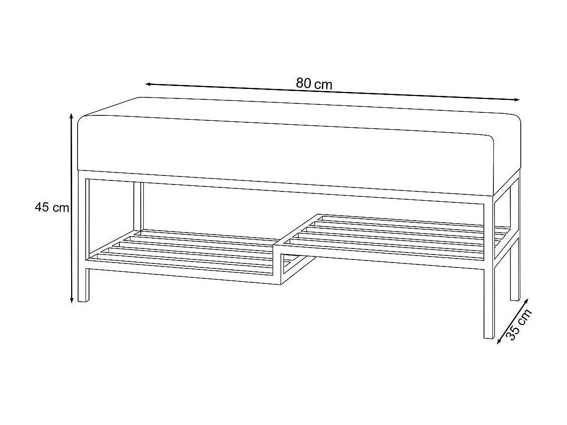 BANQUETTE Shelf 80/45/35 beige avec pieds en métal