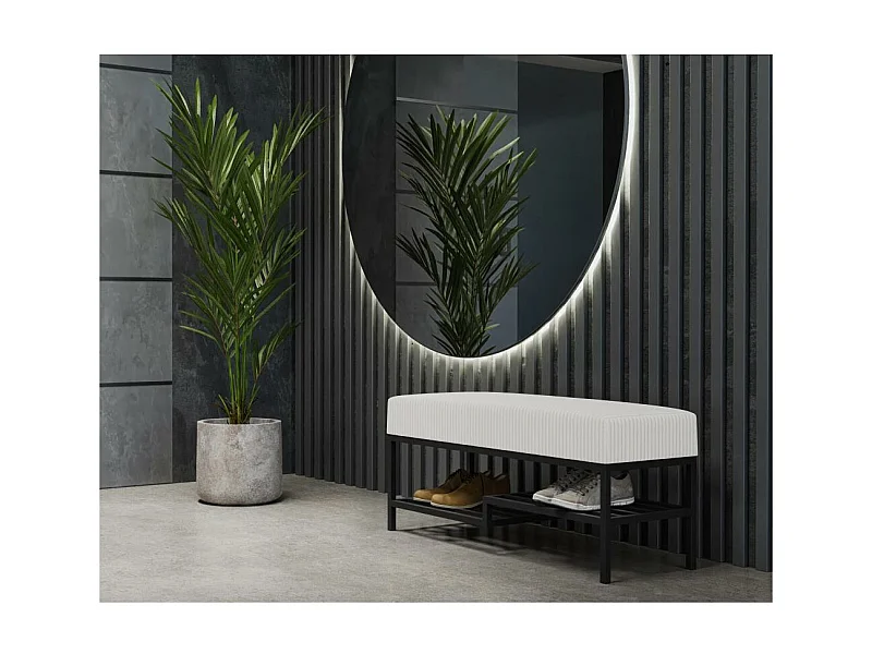 HOCKERBANK Plank 80/45/35 beige met metalen poten