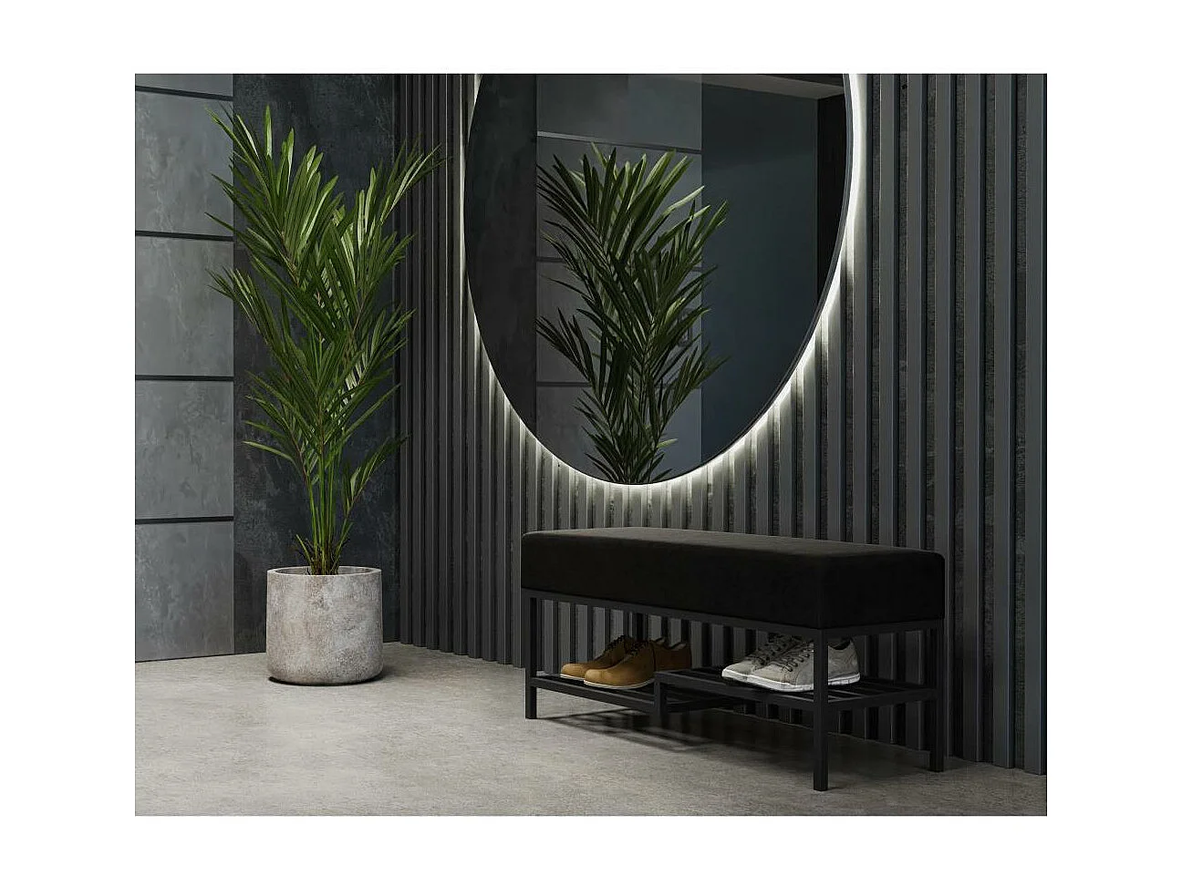 BANQUETTE Shelf 80/45/35 noir avec pieds en métal