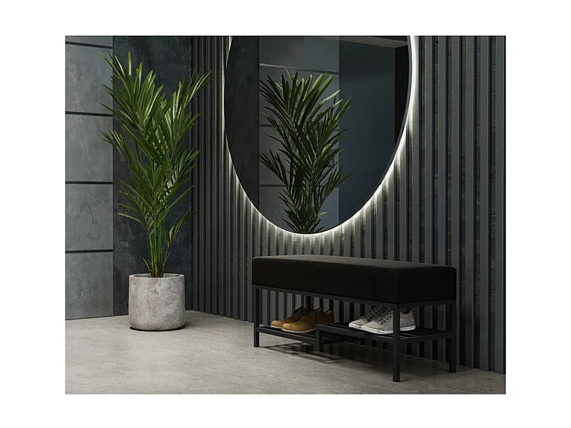 HOCKERBANK Shelf 80/45/35 schwarz mit Metallbeinen