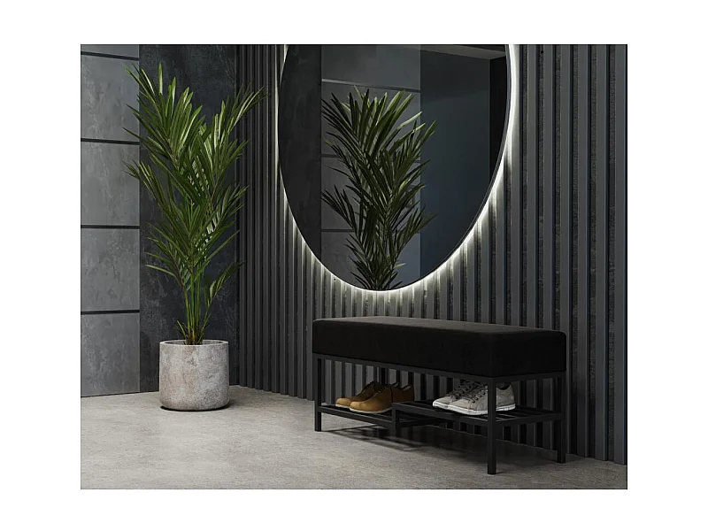 HOCKERBANK Shelf 100/45/35 schwarz mit Metallbeinen