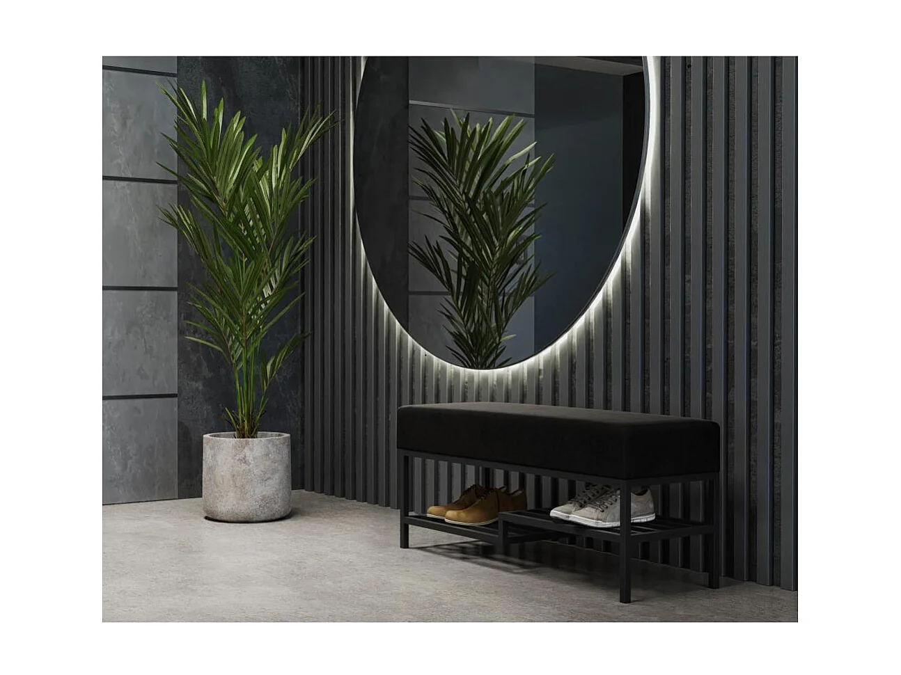 BANQUETTE Shelf 100/45/35 noir avec pieds en métal