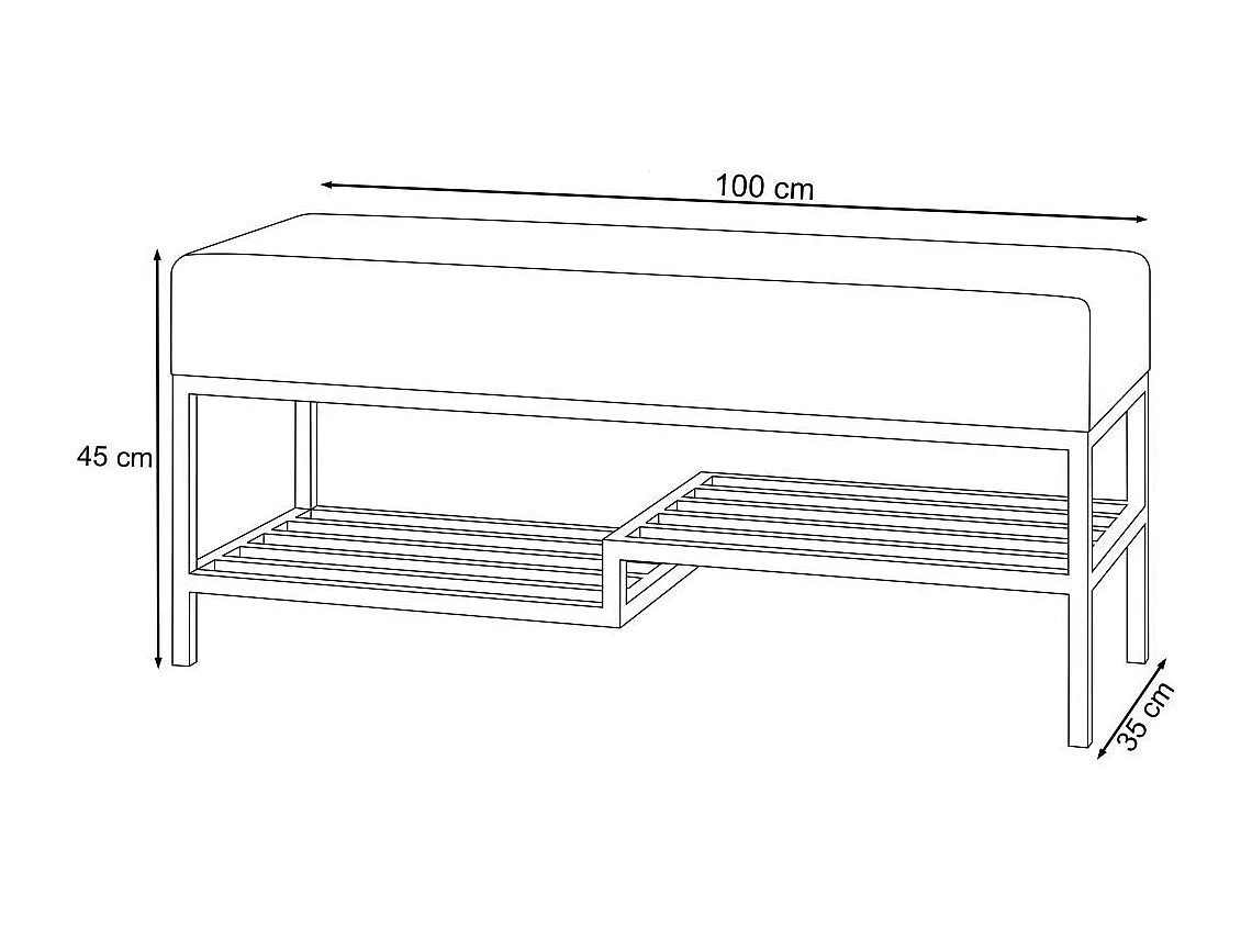 BANQUETTE Shelf 100/45/35 noir avec pieds en métal