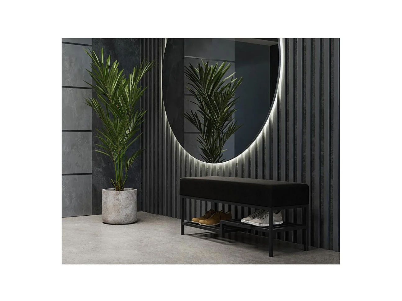 HOCKERBANK Shelf 100/45/35 schwarz mit Metallbeinen